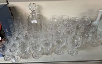 Royal Doulton Crystal - decanter and suite of 36 glasses including flutes and wine glasses all in