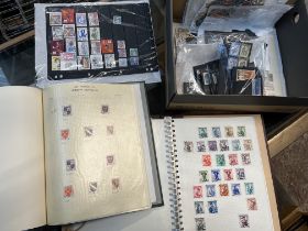 A box of world stamps.