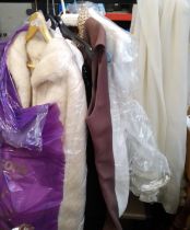 A mink coat with hat, an Edwardian children's gown, a lady's coat, etc.