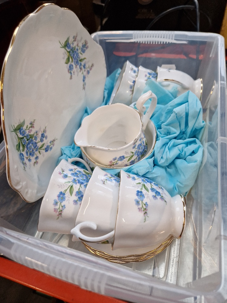 A Royal Albert 'Forget Me Not' tea set comprising six cups, six saucers, six side plates, milk