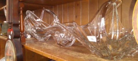 Four French glass centre piece vases.