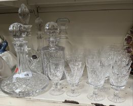 Lead crystal - 2 ship’s decanters, 3 other decanters and 24 drinking glass by Brierley, Thomas Webb,