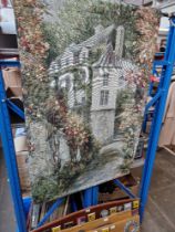 A wall hanging tapestry, 'Regency House' after Roger Duvall, 88cm x 134cm, mounted on rail with