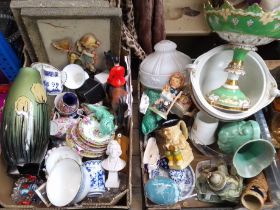 6 boxes of ceramics including Bretby, Goebel piggy bank, Pirken Hammer trinket box, etc. etc. etc.