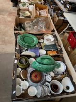 Five boxes of mixed ceramics, glass and collectables including collector's plates, silver collared