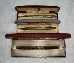 2 rolled gold Yard-o-Lead propelling pencils, both in original cases, with instructions, together