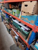 27 boxes of miscellaneous items including household, tools, ornaments, stainless steel items,