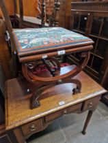 A Regency rosewood x frame stool.