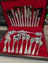 A silver plated canteen of cutlery.