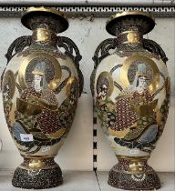 A pair of Japanese vases, height 54cm.