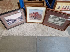 Three pictures relating to Kirkham, each framed and glazed.