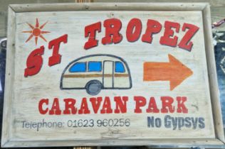 An original prop from the Peter Kay series 'Max & Paddy's Road To Nowhere', wooden 'ST TROPEZ