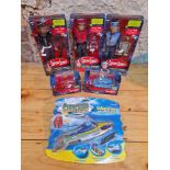 Captain Scarlet & Stingray toys comprising three figures and two vehicles & a submarine.