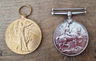 A WW1 George V medal and a Victory medal, both awarded to 76410 PTE. W. Craven. R.A.M.C. ( Royal