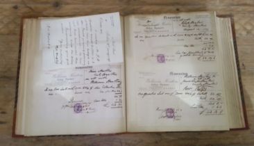 An album of 19th century professional receipts, letters and memorandums, including auctioneers...