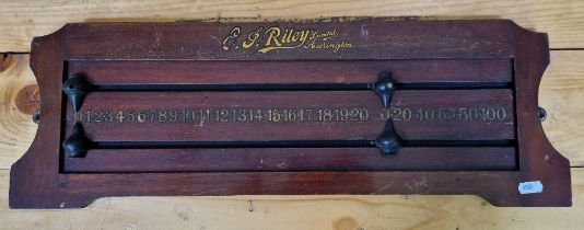 A vintage snooker scoreboard by E.J.Riley limited Accrington