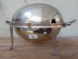 A silver plated roll over bacon dish by Walker & Hall.