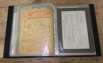 An album of assorted railway ephemera, mainly late 19th/early 20th century.