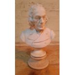 A parian ware bust 'Chas Swain' on plinth, height 35cm.