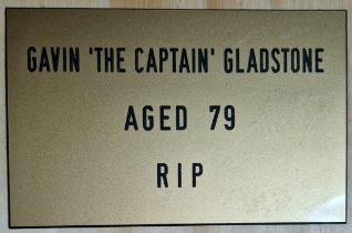 An original prop from the Peter Kay series 'Phoenix Nights', 'GAVIN 'THE CAPATAIN' GLADSTONE, AGED