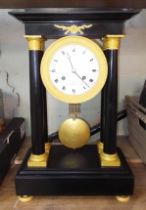 A 19th black slate century Portico clock, the dial signed Verdiere, Paris, height 46.5cm.