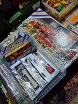 A collection of boxed Matchbox 'Convoy' die cast model trucks & a boxed truck stop.