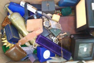 A box of assorted watches, jewellery boxes and various collectables etc. etc. etc.