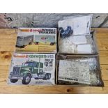 Two unbuilt model kits comprising of a 1/25 Kenworth w925 truck pk 6120 & a 1/25 Trailmobile