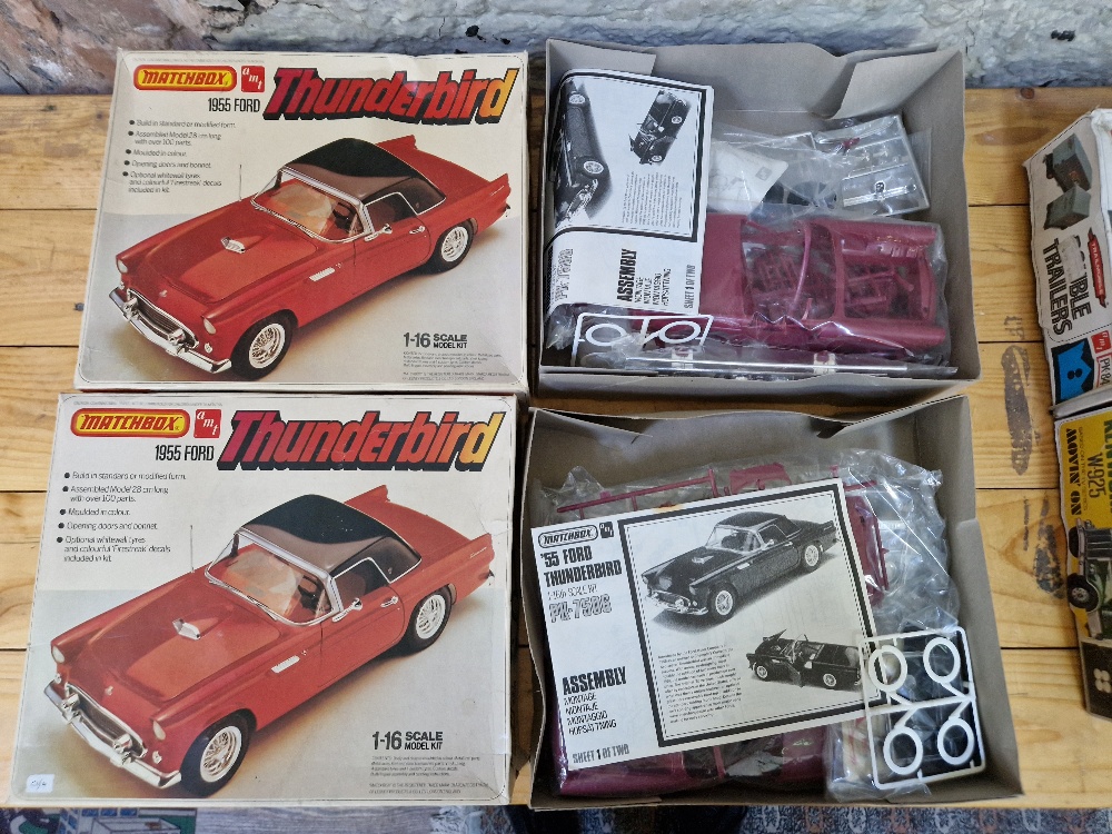 Two unbuilt Matchbox 1/16 1955 Ford Thunderbird pk 7506 model kits.