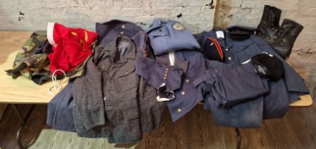 A collection of military uniforms to include 3 RAF, a cap, berets, mess uniform, Atlantic City