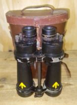 A pair of WWII naval binoculars by Barr & Stroud, leather case.