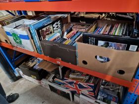 Fifteen boxes of books, maps and magazines, aviation, motorsports etc.