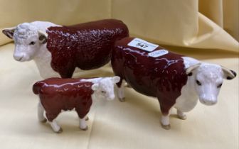 Beswick Herefordshire cattle - Cow, Champion of Champions; Calf and Bull