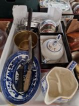 Kitchenalia including Cockington carved handle salad knife, antique herb chopper, etc.