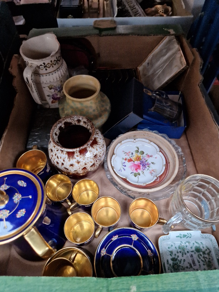 A mixed lot comprising Carlton Ware coffee set, silver plated items, mixed ceramics and glass, etc.