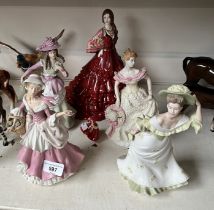 A large Royal Doulton figurine Rosita, height appx 25cm, together with 4 Wedgwood figures, Violet,