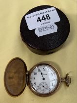 A Waltham gold plated pocketwatch in leather case.