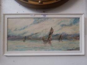 John Singer (British, 20th century), oil on board, sailing boats, 39.5cm x 18cm, signed to lower