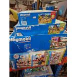 Four Playmobil sets including Shopping Mall and City Life set (as found).