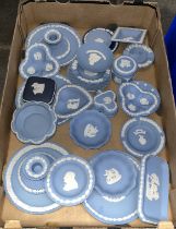 A box of blue Wedgwood jasperware