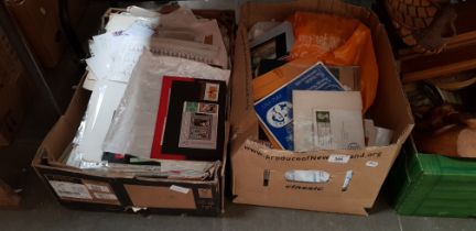 2 boxes of stamps, pages, books and covers including Concorde.