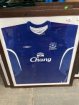 A signed and framed Everton FC football shirt, Umbro, home shirt 2005-6 season, signed by Phil