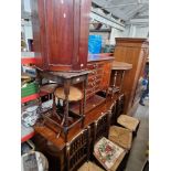 Various items of furniture; early 20th century mahogany sideboard, Edwardian mahogany music cabinet,