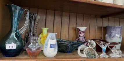 Art glass - 13 items including Strathearn and heavy cased glass bowls