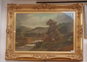 T Wilson (British, 19th century), oil on canvas, landscape scene, 74cm x 49cm, framed and glazed,