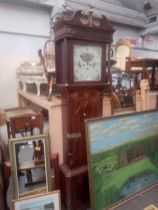 A Georgian eight day mahogany long case clock, with painted dial, marked Lloyd Wigan.