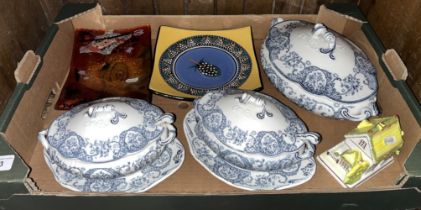 One large and 2 small tureens by Wedgwood (small ones with ladles), Baltimore pattern, together with
