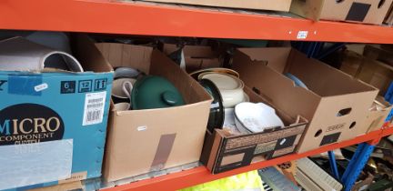 5 boxes of Denby ware to include 3 Denby table lamps.