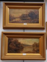 J Langstaffe (British, 1849-1912), pair of oils on canvas, river scenes, 39cm x 19cm, each signed to
