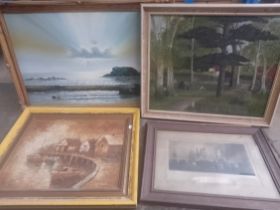 Various pictures and prints including original works by S Harrison and S R Earle.